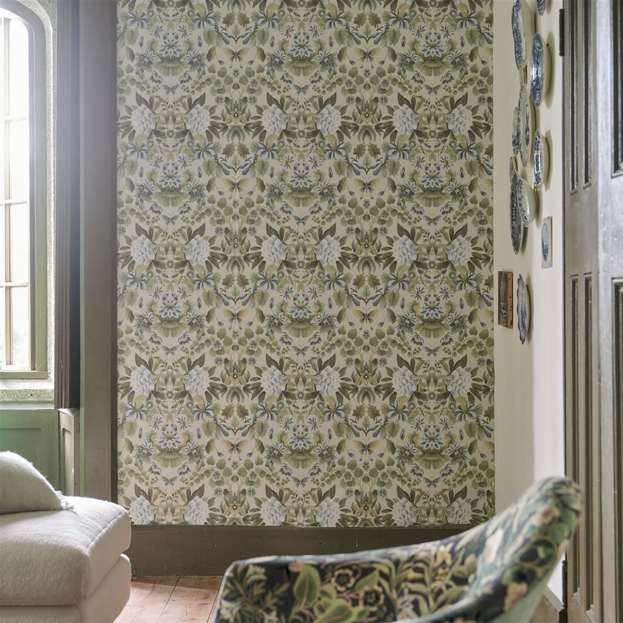 Ikebana Damask Wallpaper Pdg1156 By Designers Guild In Eau De Nil Natural